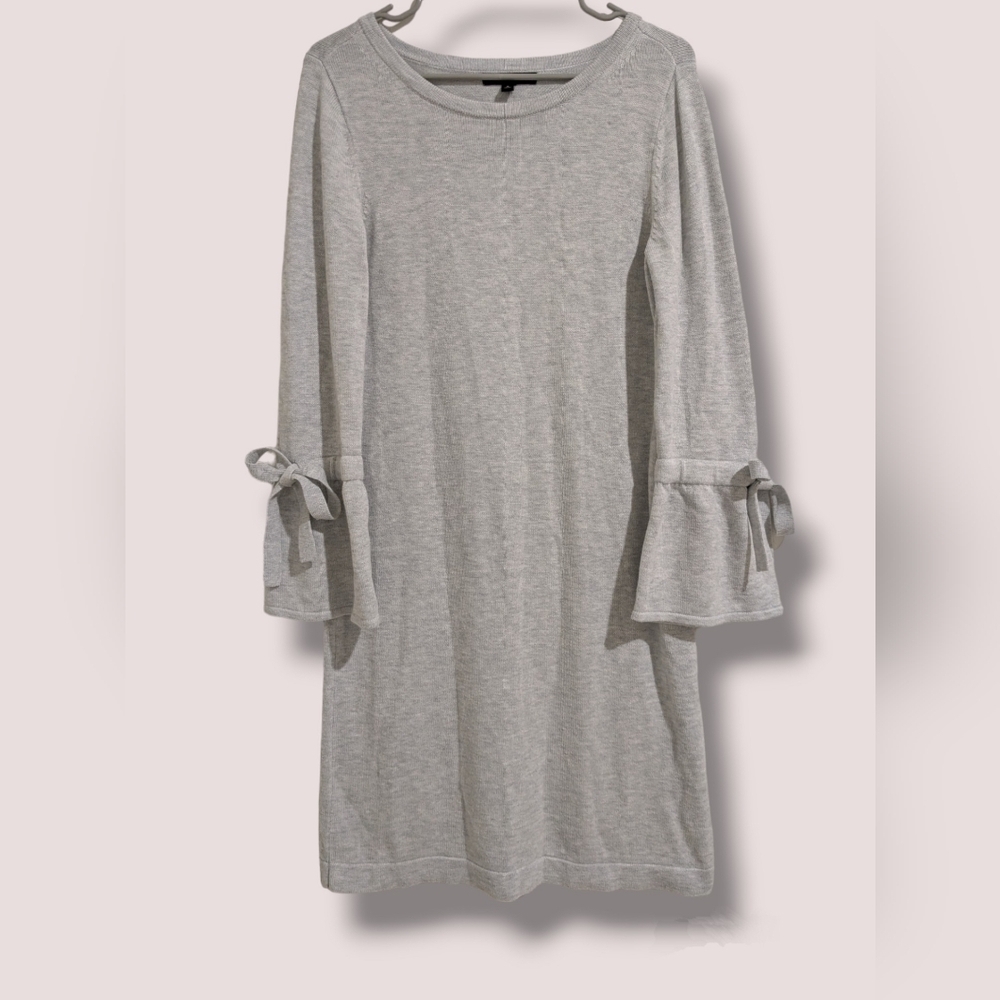 Banana Republic Grey Bell Sleeve Bow Sweater Dress Coquette Feminine Girly